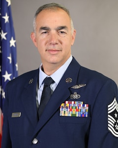 U.S. Air Force Command Chief Master Sgt. Edward Rittberg, Command Chief of the 106th Rescue Wing, poses for official photo at F.S. Gabreski Air National Guard Base, Westhampton Beach, New York, January 2024. Chief Rittberg was appointed to the Air National Guard’s Field Advisory Council, where his role is to represent the concerns of the Air National Guard’s 91,000 enlisted Airmen spread across 54 states and territories. (U.S. Air National Guard photo by Capt. Cheran A. Campbell)