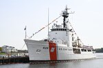 The Coast Guard Cutter Dependable sits moored to the pier during a Heritage Recognition Ceremony in Virginia Beach, Virginia, April 9, 2024. The Heritage Recognition Ceremony celebrated the Dependable, its current and past crew members,  and its accomplishments, before it was placed in commission, special status. (U.S. Coast Guard photo by Senior Chief Petty Officer Nick Ameen)