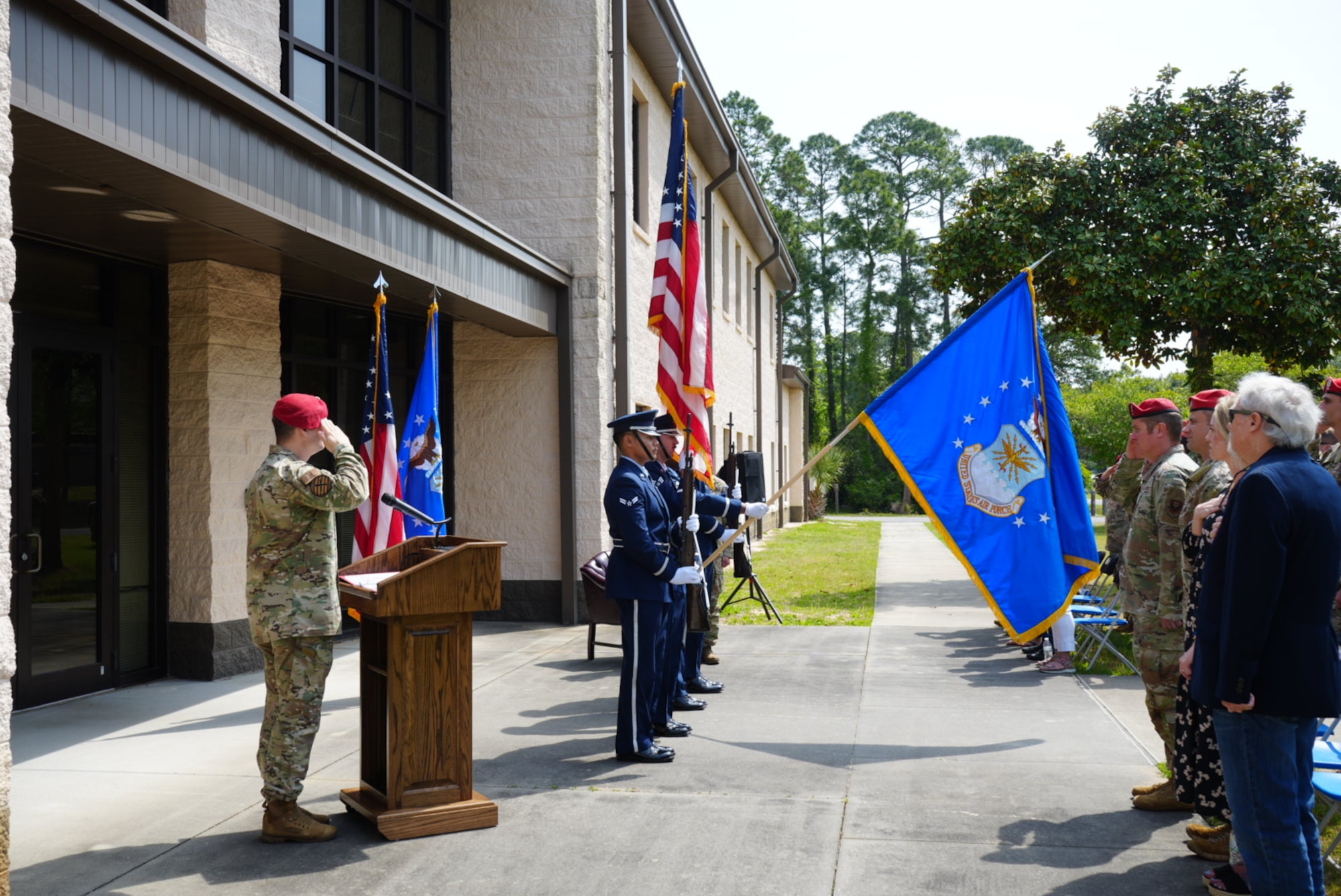 A dedication ceremony was held in honor of Senior Airman Danny Sanchez, who was killed-in-action in Afghanistan on Sept. 16, 2010, at the Special Tactics Training Squadron. (U.S. Air Force Photo by Capt. Savannah Stephens)