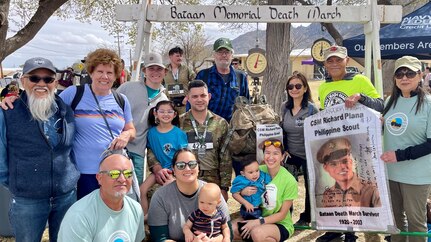 Special Agent Ethan Pempek and his extended family at the Bataan Memorial Death March finish line.