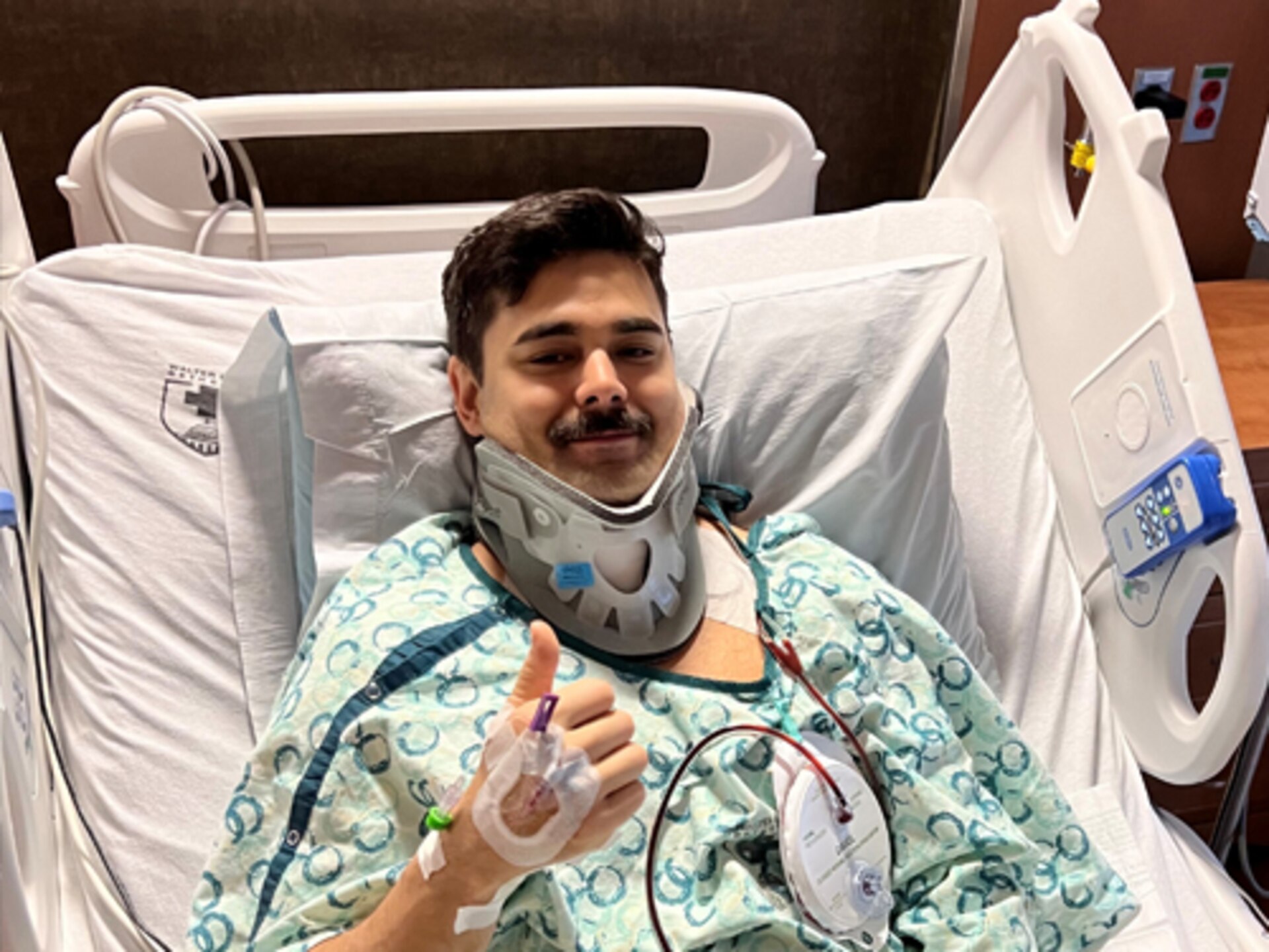 1st Lt. Matthew Hovey after cervical fusion surgery #3 at Walter Reed.