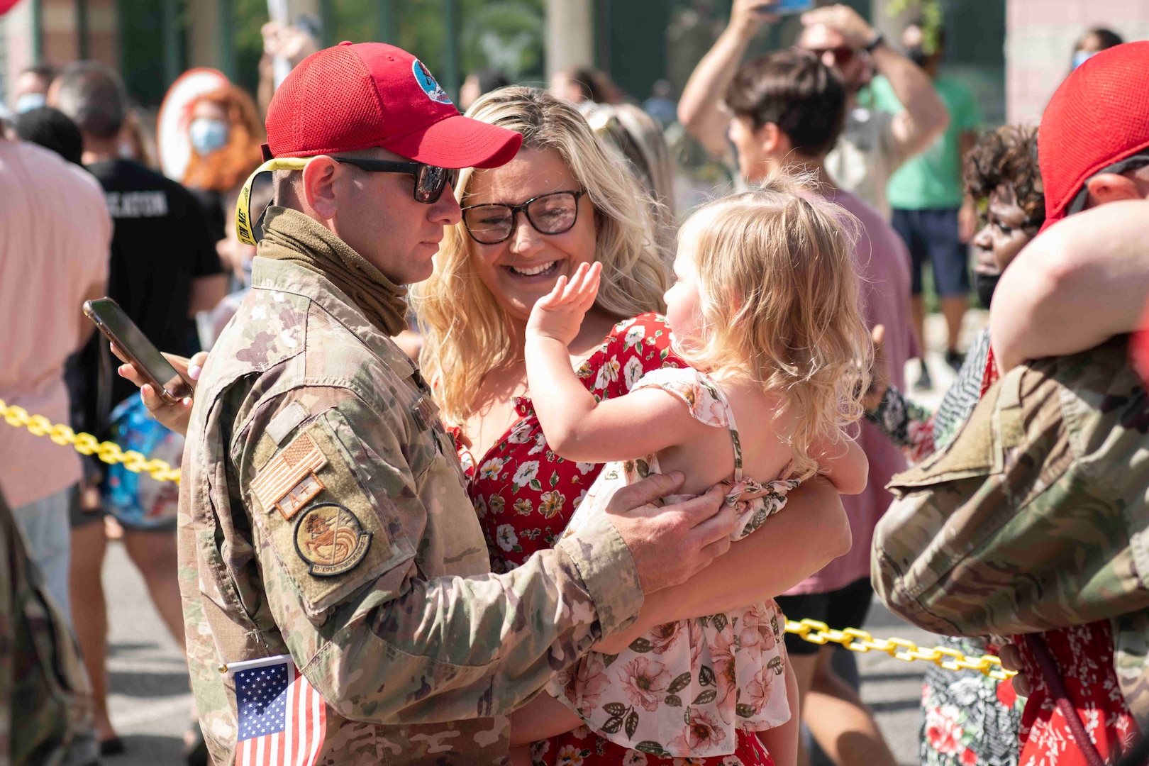 More than 100 Virginia Air National Guard engineers reunite with family, friends and fellow Airmen May 5, 2021, at the State Military Reservation in Virginia Beach, Virginia, after serving on federal active duty in Southwest Asia since October 2020.