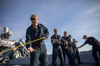 After a safe Suez Canal transit, the Arleigh Burke-class guided-missile destroyer USS Carney (DDG 64) transited the Straits of Messina and arrived in Palermo, Italy, for a regularly scheduled port visit, April 9, 2024.