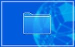 A blue background with a subdued file icon in the middle.