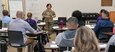 Pennsylvania National Guard Deputy Adjutant General-Army, Brig. Gen. Laura A. McHugh addresses students and presents a “Sexual Assault Awareness Month” proclamation from Gov. Josh Shapiro. During a SHARP (Sexual Harassment/Assault Prevention) Foundation Course, conducted at the 166th Regiment Regional Training Institute here April 9. (Pennsylvania National Guard photo by Wayne V. Hall)