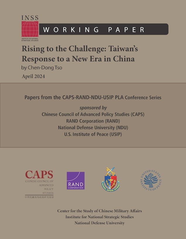 The Cover page of working paper titled "Rising to the Challenge Taiwan's Reponse to a New Era China