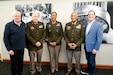 Steven Herman, civilian aide to the Secretary of the Army, Illinois (left), U.S. Army Reserve Maj. Gen. Matthew Baker, commanding general, 88th Readiness Division, U.S. Army Brig. Gen. Antoinette Gant, chief, Army Enterprise Marketing Office, U.S. Army National Guard Maj. Gen. Rodney Boyd, adjutant general Illinois National Guard, and James Bland, civilian aide to the Secretary of the Army, Illinois (far right), pose for a photo during the Chicago White Sox home opener game at Guaranteed Rate Field, Chicago, March 28, 2024. (U.S. Army Reserve photo by Maj. Shamika Hill)