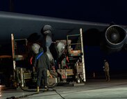 Airmen assigned to the 5th Aircraft Maintenance Squadron load weapons onto a B-52H Stratofortress during Exercise Prairie Vigilance/Bayou Vigilance 24-3 at Minot Air Force Base, North Dakota, April 7, 2024. Exercises like this help Air Force Global Strike Command maintain a credible strategic capability that enhances deterrence of threats to the United States and its allies and partners. (U.S. Air Force photo by Airman 1st Class Alyssa Bankston)