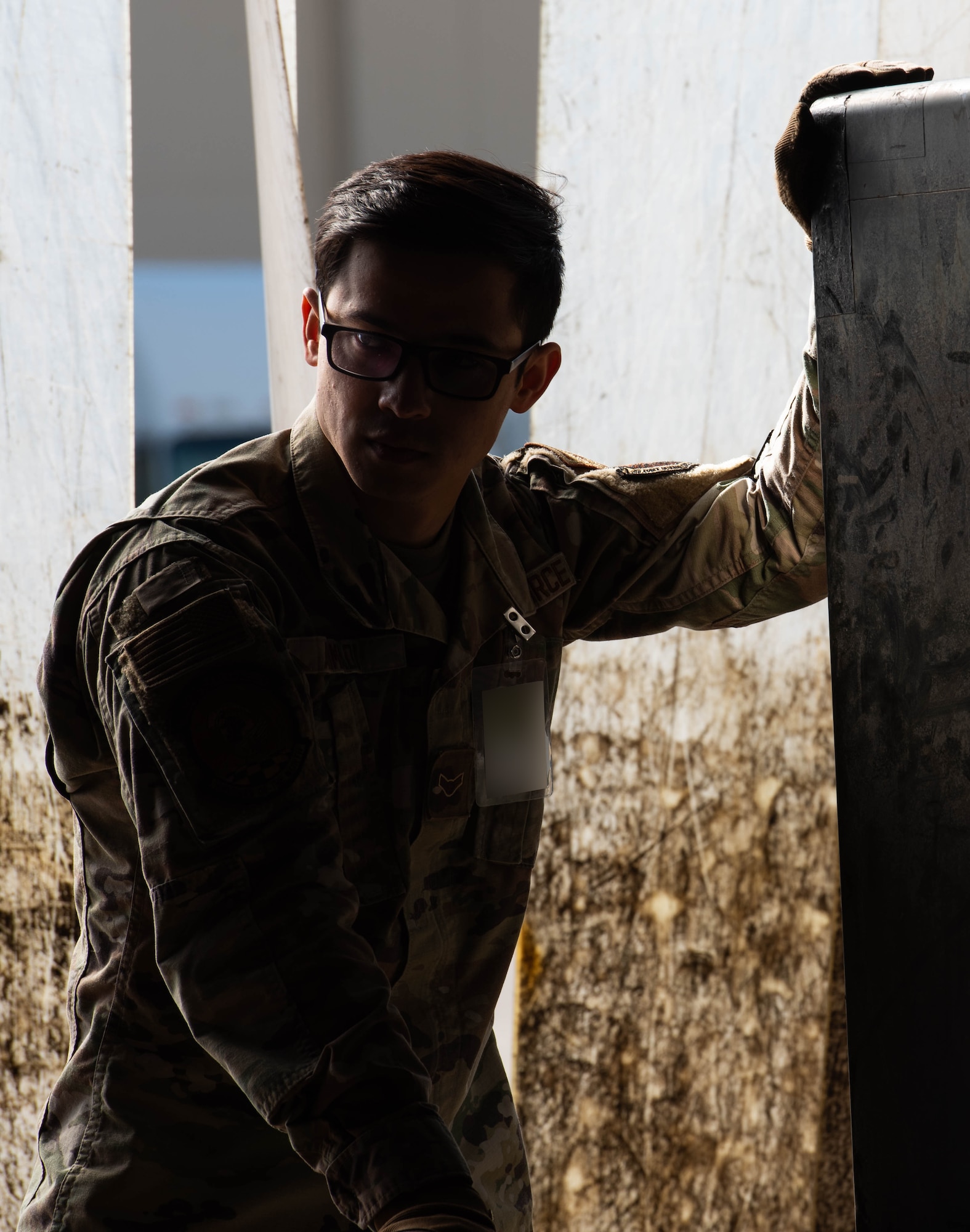 An Airman assigned to the 5th Logistics Readiness Squadron transports equipment during Prairie Vigilance 24-3 at Minot Air Force Base, North Dakota, April 9, 2024. Prairie Vigilance demonstrates the capability, resilience, adaptability, and strength of Team Minot Airmen. (U.S. Air Force photo by Airman 1st Class Kyle Wilson)