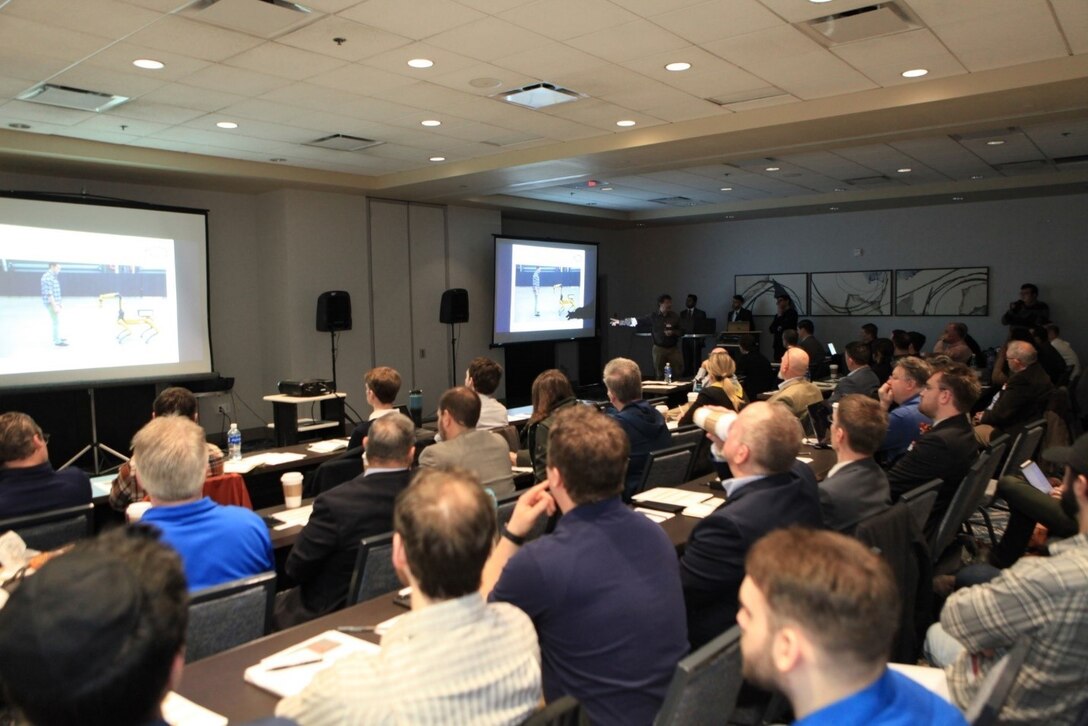 Engineers from the Naval Surface Warfare Center, Philadelphia Division (NSWCPD) gather with defense partners, high tech industry, and academia at the Philadelphia Navy Yard Marriott to participate in the inaugural Shipboard Robotics Technical Exchange Meeting (TEM) on March 5, 2024. (U.S. Navy Photo by Gary Ell/Released).