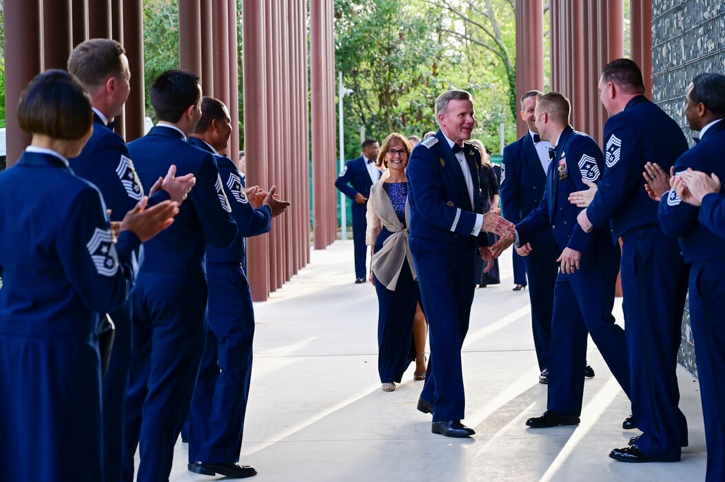 a general greets people in a receiving line