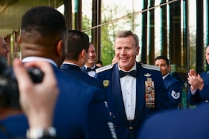 a general greets people in the receiving line