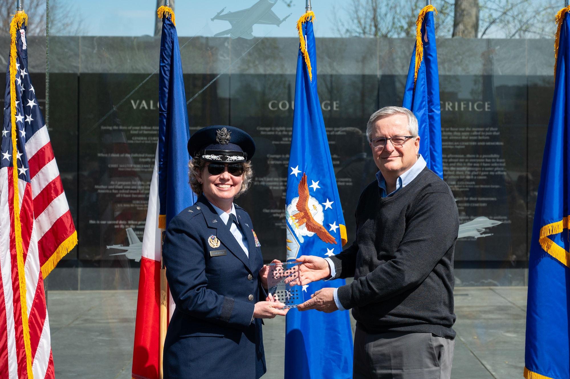 Special Agent Rene Georges Pichard, a longtime liaison between the United States and France, was honored during a Hall of Fame Recognition Ceremony at the Air Force Memorial April 8, 2024.