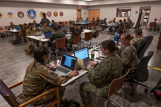 Cyber service members from El Salvador, Guatemala, and Honduras participate in a cyberspace defense exercise as part of CENTAM GUARDIAN 24 at Soto Cano Air Base, Honduras 2-11 April, 2024.