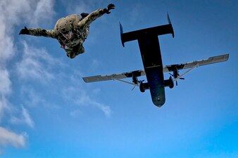 Explosive Ordnance Disposal Mobile Units EODMU-2 and 12 free fall parachute training.