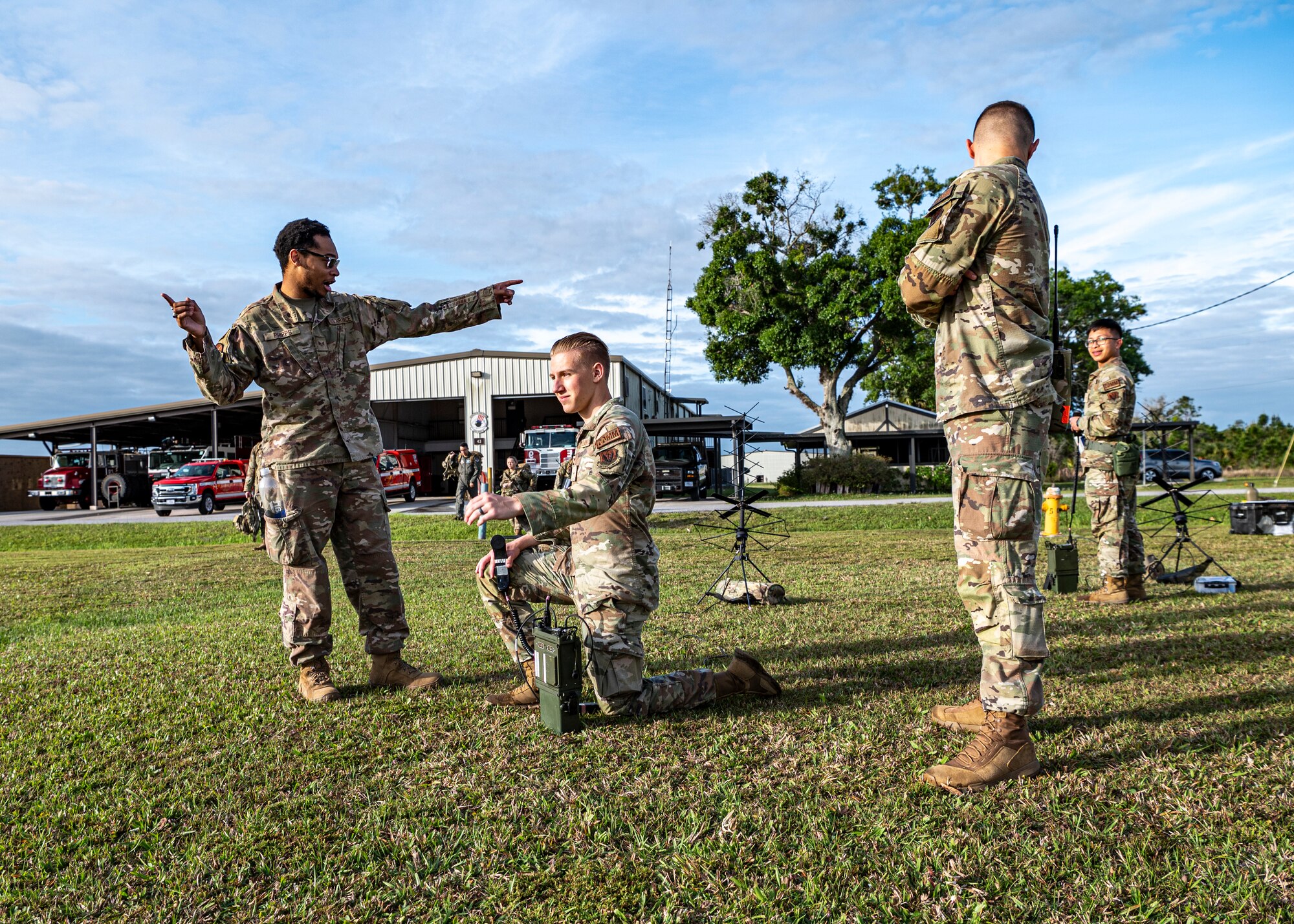 U.S. Air Force Airmen assigned to the 23rd Communications Squadron set up equipment at Avon Park Air Force Range, Florida, April 9, 2024. These Airmen arrived early to establish communications with the main base before the rest of the troops arrived. During Ready Tiger 24-1, exercise inspectors will assess the 23rd Wing's proficiency in employing decentralized command and control to fulfill air tasking orders across geographically dispersed areas amid communication challenges, integrating Agile Combat Employment principles such as integrated combat turns, forward aerial refueling points, multi-capable Airmen, and combat search and rescue capabilities.(U.S. Air Force photo by Airman 1st Class Leonid Soubbotine)