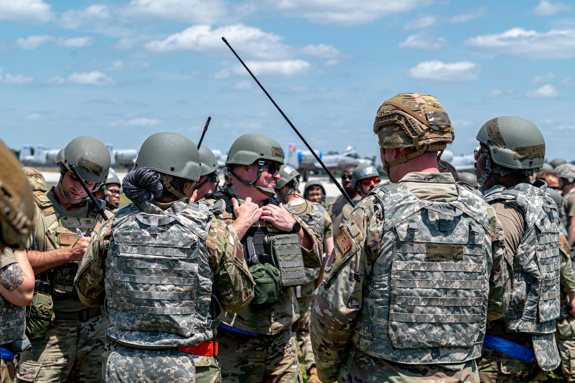 U.S. Air Force Airmen assigned to the 23rd Wing take accountability during Exercise Ready Tiger 24-1 at Avon Park Air Force Range, Florida, April 10, 2024. With degraded communications in an austere location, it is crucial to conduct regular accountability drills to ensure the safety of Airmen. Built upon Air Combat Command's directive to assert air power in contested environments, Exercise Ready Tiger 24-1 aims to test and enhance the 23rd Wing’s proficiency in executing Lead Wing and Expeditionary Air Base concepts through Agile Combat Employment and command and control operations. (U.S. Air Force photo by Airman 1st Class Leonid Soubbotine)