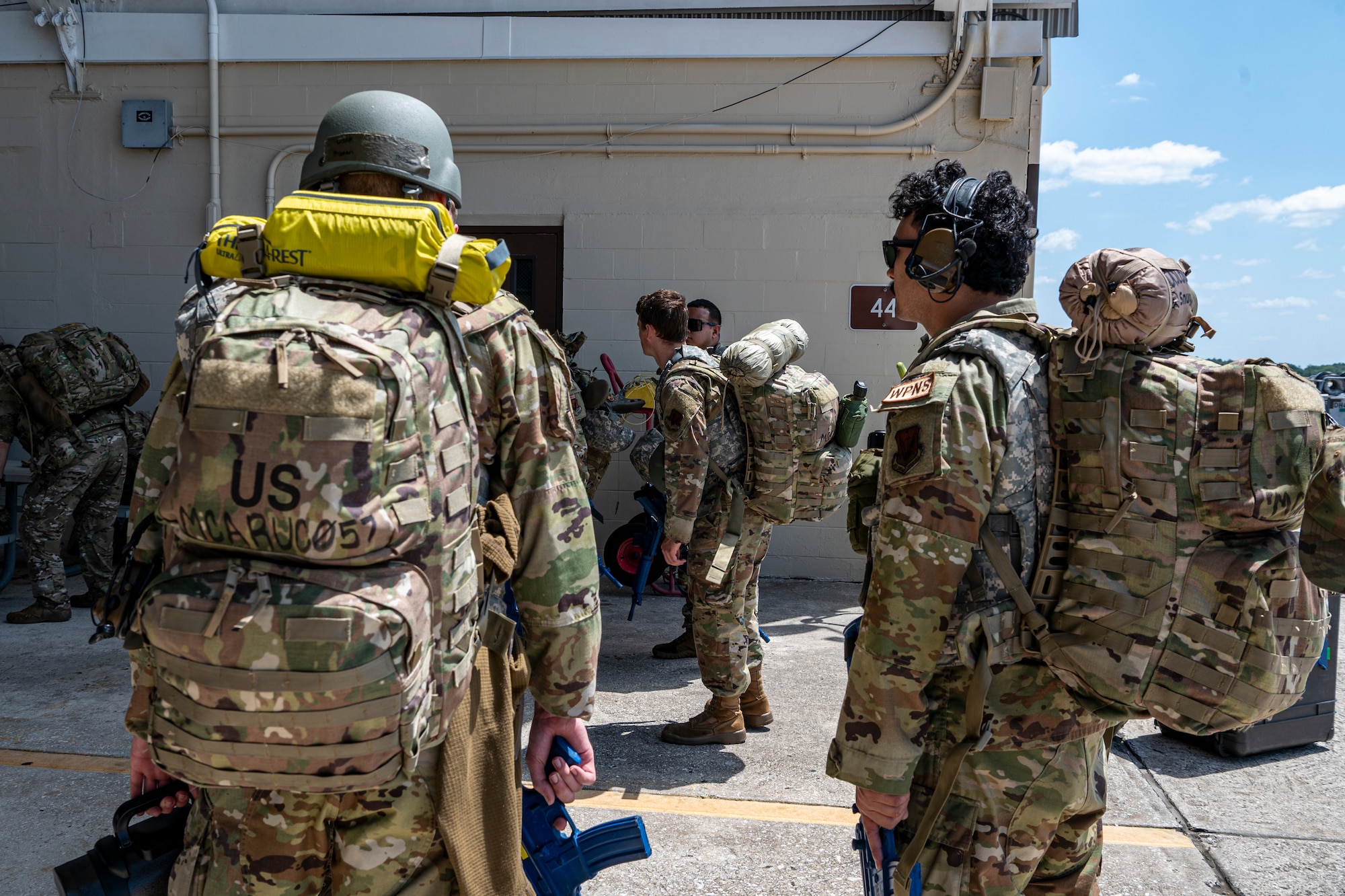 U.S. Air Force Airmen assigned to the 23rd Wing prepare to deploy to a contingency location for Exercise Ready Tiger 24-1 at Avon Park Air Force Range, Florida, April 10, 2024. Forward area refueling point teams allow jets to be quick turned in a remote location expanding the power projection range. Ready Tiger 24-1 is a readiness exercise demonstrating the 23rd Wing’s ability to plan, prepare and execute operations and maintenance to project air power in contested and dispersed locations, defending the United States’ interests and allies. (U.S. Air Force photo by Airman 1st Class Leonid Soubbotine)