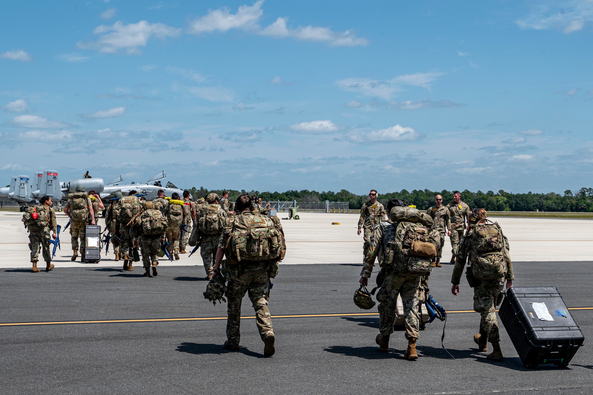 U.S. Air Force Airmen assigned to the 23rd Wing prepare to deploy to a contingency location for Exercise Ready Tiger 24-1 at Avon Park Air Force Range, Florida, April 10, 2024. Small teams of multi-capable Airmen can use their skills and expertise to expand the A-10C Thunderbolt II aircrafts effective range and ensure air support and superiority. Ready Tiger 24-1 is a readiness exercise demonstrating the 23rd Wing’s ability to plan, prepare and execute operations and maintenance to project air power in contested and dispersed locations, defending the United States’ interests and allies. (U.S. Air Force photo by Airman 1st Class Leonid Soubbotine)