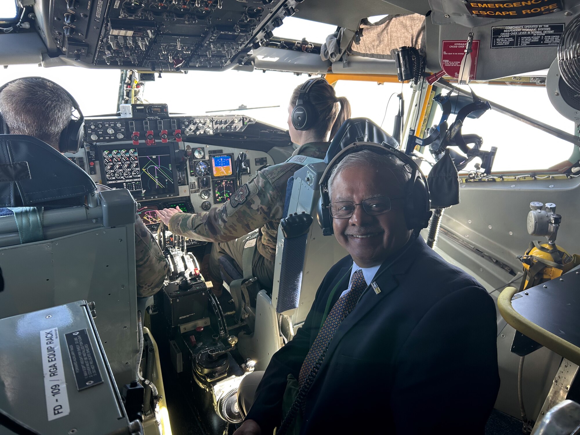 person in KC-135 cockpit