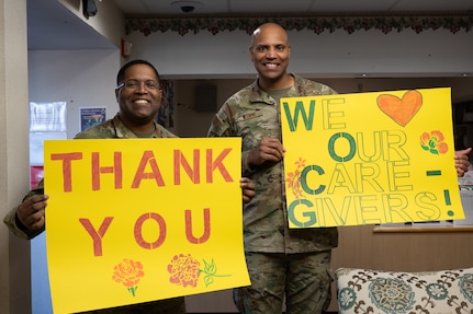 Eighty-seventh Force Support Squadron Child Development Center caregivers are recognized by joint base senior leaders at Joint Base McGuire-Dix-Lakehurst, N.J., Feb. 15, 2024. The caregivers are considered mission essential and played a vital role in maintaining JB MDL’s crucial operations during a snowstorm last month that caused base closures due to safety concerns. (U.S. Air Force photo by Airman 1st Class Aidan Thompson)