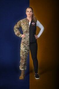 Master Sgt. Vanessa Oswalt poses for a photoshoot to highlight her service in the Ohio Air National Guard.