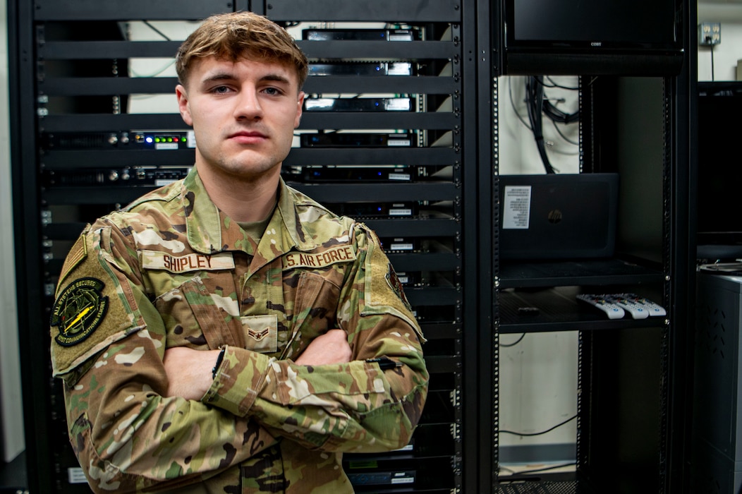 Airman Tyler Shipley, a cyber systems operations specialist with the 121st Air Refueling Wing, poses for a photo at Rickenbacker Air National Guard Base, Columbus, Ohio.