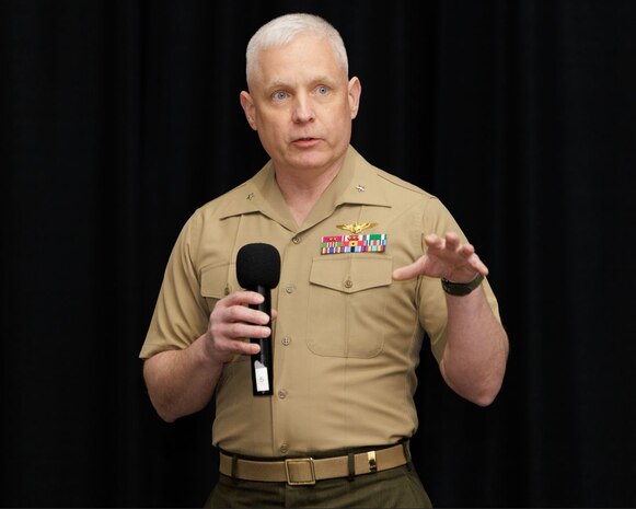 BGen David Walsh speaks at OTA day at Quantico, Va.