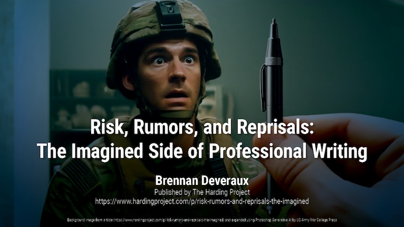 Risk, Rumors, and Reprisals: The Imagined Side of Professional Writing
https://www.hardingproject.com/p/risk-rumors-and-reprisals-the-imagined