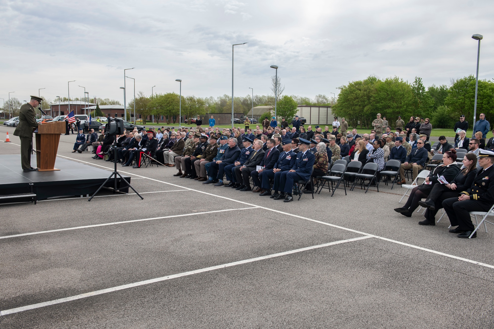 Attendees gather for the Joint Intelligence Analysis Complex groundbreaking ceremony at RAF Molesworth