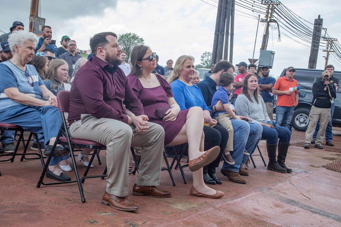 The  U.S. Army Corps of Engineers, Memphis District, christened its new dry dock during a ceremony held at Ensley Engineer Yard, April 2, 2024.

The dry dock was named after Billy Manley, who worked as the yards and docks chief for the district until his passing in 2020. 

More than 80 people attended the christening, including several members of Manley's family, his friends, and district employees. In keeping with USACE tradition, Manley's wife, Teresa Manley, conducted the act of christening and District Commander Col. Brian Sawser directed it to service to the current chief of yards and docks, Dennis Lewis.

The Dry Dock Manley was constructed at Conrad Shipyard in Morgan City, Louisiana, before arriving at Ensley Engineer Yard on December 15, 2023. It is 168 feet long, has a 77-foot beam, a draft of 4.5 feet, and a lifting capacity of 1000 tons.