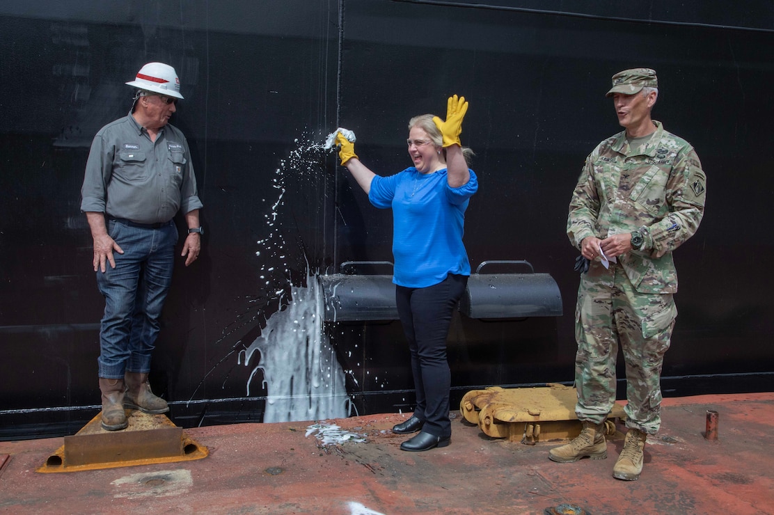 The  U.S. Army Corps of Engineers, Memphis District, christened its new dry dock during a ceremony held at Ensley Engineer Yard, April 2, 2024.

The dry dock was named after Billy Manley, who worked as the yards and docks chief for the district until his passing in 2020. 

More than 80 people attended the christening, including several members of Manley's family, his friends, and district employees. In keeping with USACE tradition, Manley's wife, Teresa Manley, conducted the act of christening and District Commander Col. Brian Sawser directed it to service to the current chief of yards and docks, Dennis Lewis.

The Dry Dock Manley was constructed at Conrad Shipyard in Morgan City, Louisiana, before arriving at Ensley Engineer Yard on December 15, 2023. It is 168 feet long, has a 77-foot beam, a draft of 4.5 feet, and a lifting capacity of 1000 tons.