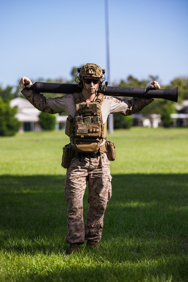 U.S. Marine Corps Cpl. Kaleb Waggoner, a squad leader with Weapons Company, 2nd Battalion, 5th Marine Regiment (Reinforced), Marine Rotational Force – Darwin 24.3, poses for a photo at Robertson Barracks, Darwin, NT, Australia, April 11, 2024. MRF-D 24.3 is part of an annual six-month rotational deployment to enhance interoperability with the Australian Defense Force and Allies and partners and provide a forward-postured crisis response force in the Indo-Pacific. Waggoner is a native of Ohio. (U.S. Marine Corps photo by Cpl. Earik Barton)