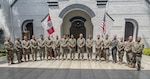 Maj. Gen. Bill Crane, Adjutant General of the West Virginia National Guard, and members of the WVNG senior leadership, pose for a photo with members of  the U.S. Embassy Military team and Gen. Carlos Rabanal, Peruvian Deputy Commander for the Chief of Defense, at the Peruvian Joint Command in Lima, Peru, in late March, 2024. (Courtesy Photo)