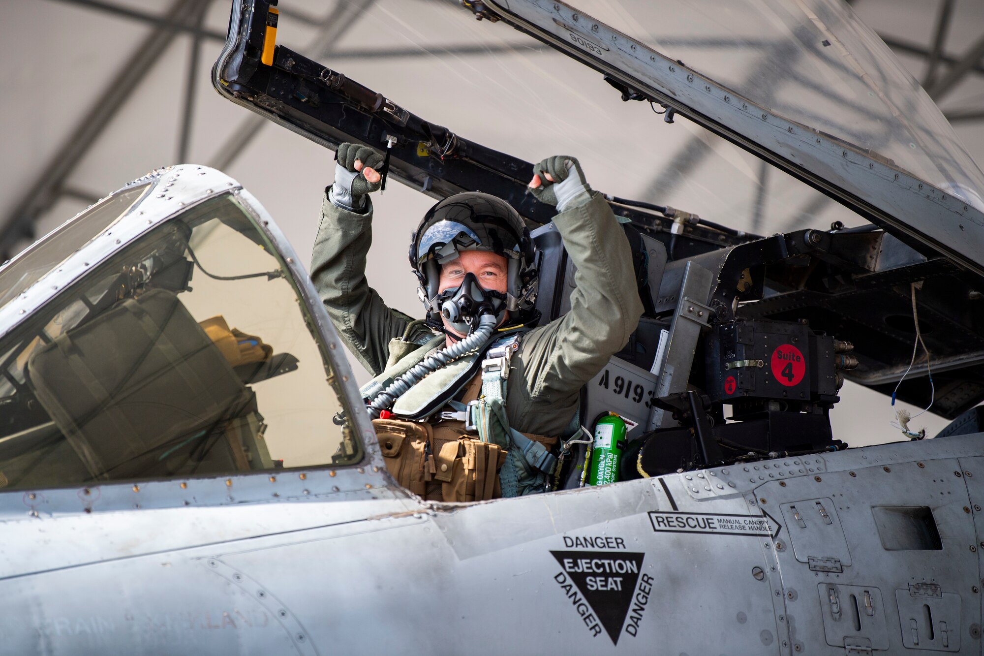 U.S. Air Force Maj. Tyler Ribar, 74th Fighter Squadron A-10C Thunderbolt II pilot, prepares for take-off during Exercise Ready Tiger 24-1 at Moody Air Force Base, Georgia, April 9, 2024. The 23rd Fighter Group directs the flying and maintenance operations for the U.S. Air Forces largest A-10C fighter group, consisting of two combat-ready A-10C squadrons and an operations support squadron. The group ensures overall combat training and readiness for over 90 pilots and 180 support personnel. (U.S. Air Force photo by 2nd Lt. Benjamin Williams)