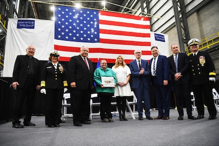 The U.S. Navy symbolically laid the keel to its first Constellation-class guided-missile frigate, the future USS Constellation (FFG 62) during a keel laying ceremony at Fincantieri Marinette Marine, Marinette, Wisc., April 12.