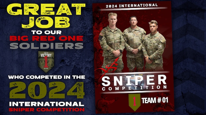 GREAT JOB to our Big Red One Soldiers who competed in the 2024 International Sniper Competition placing 7th overall! Duty First!