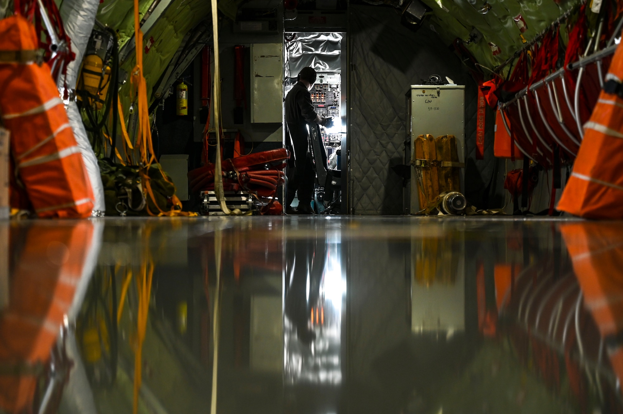 Airman prepares for flight on aircraft