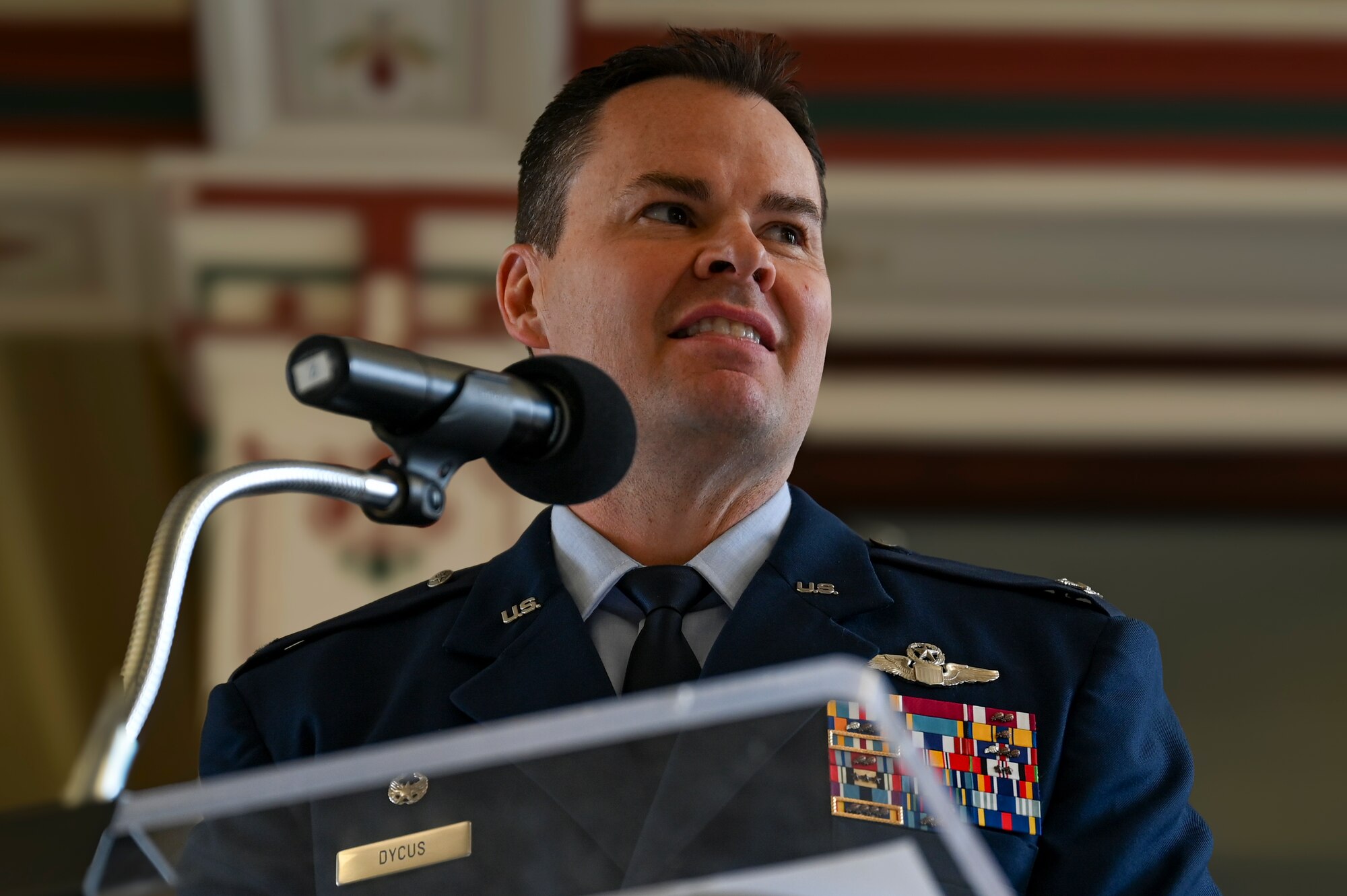 A servicemember speaking