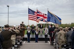 Honor guard members present the colors for the Joint Intelligence Analysis Complex groundbreaking ceremony at RAF Molesworth