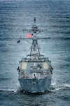Arleigh Burke-class guided-missile destroyer USS Roosevelt (DDG 80) in the Artic Circle. Roosevelt, forward-deployed to Rota, Spain, on its first patrol in the U.S. 6th Fleet area of operations in support of regional allies and partners and U.S. national security interests in Europe and Africa.