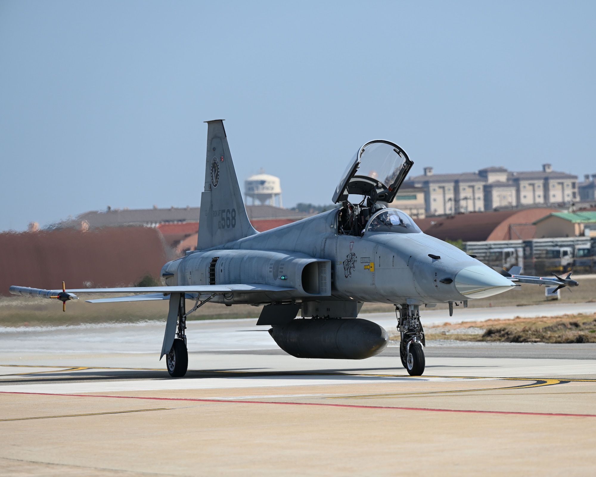 A Republic of Korea Air Force F-5 Tiger arrives for Korea Flying Training 2024.