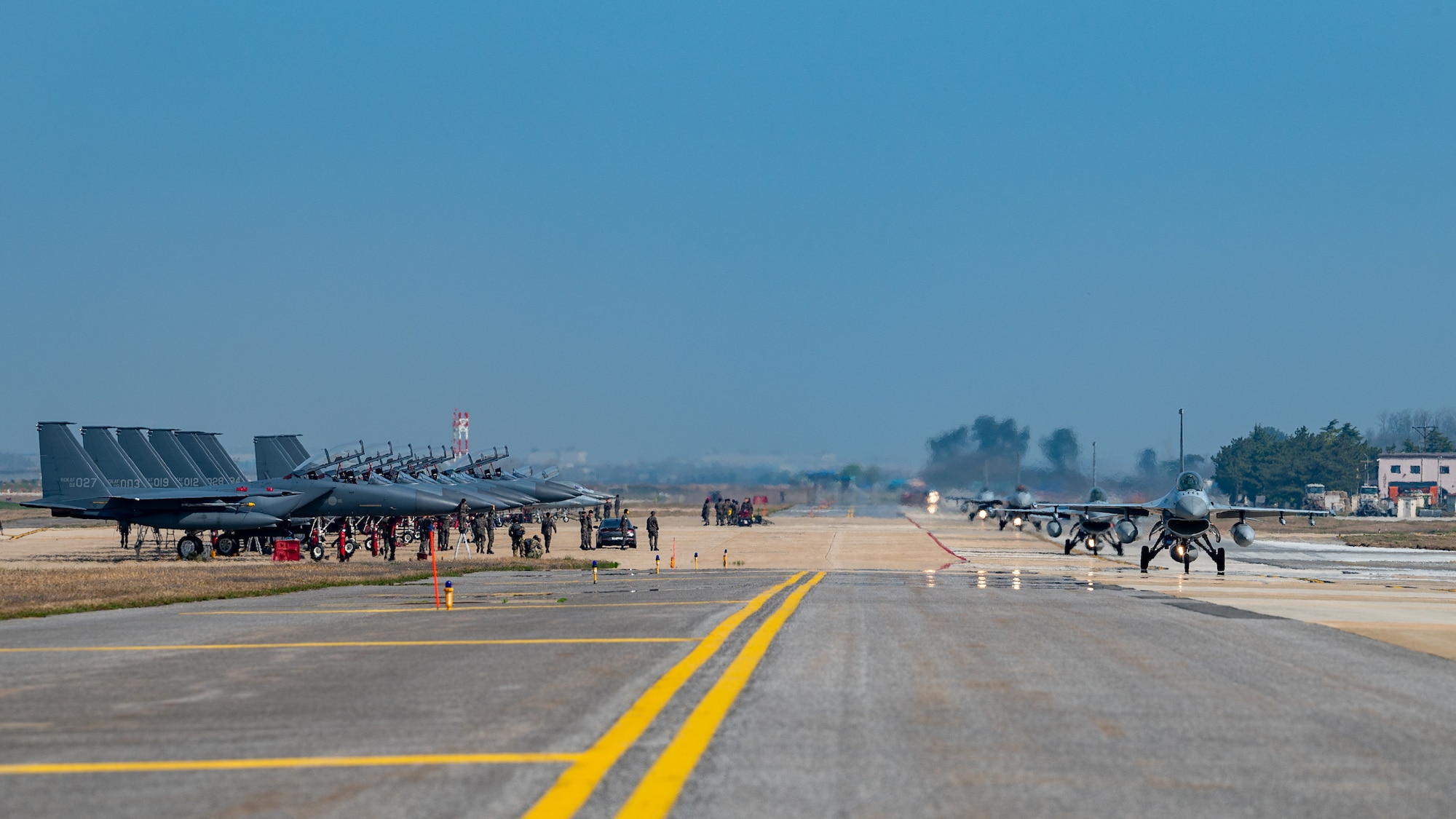 Aircraft from the Republic of Korea Air Force arrive for Korea Flying Training 2024.