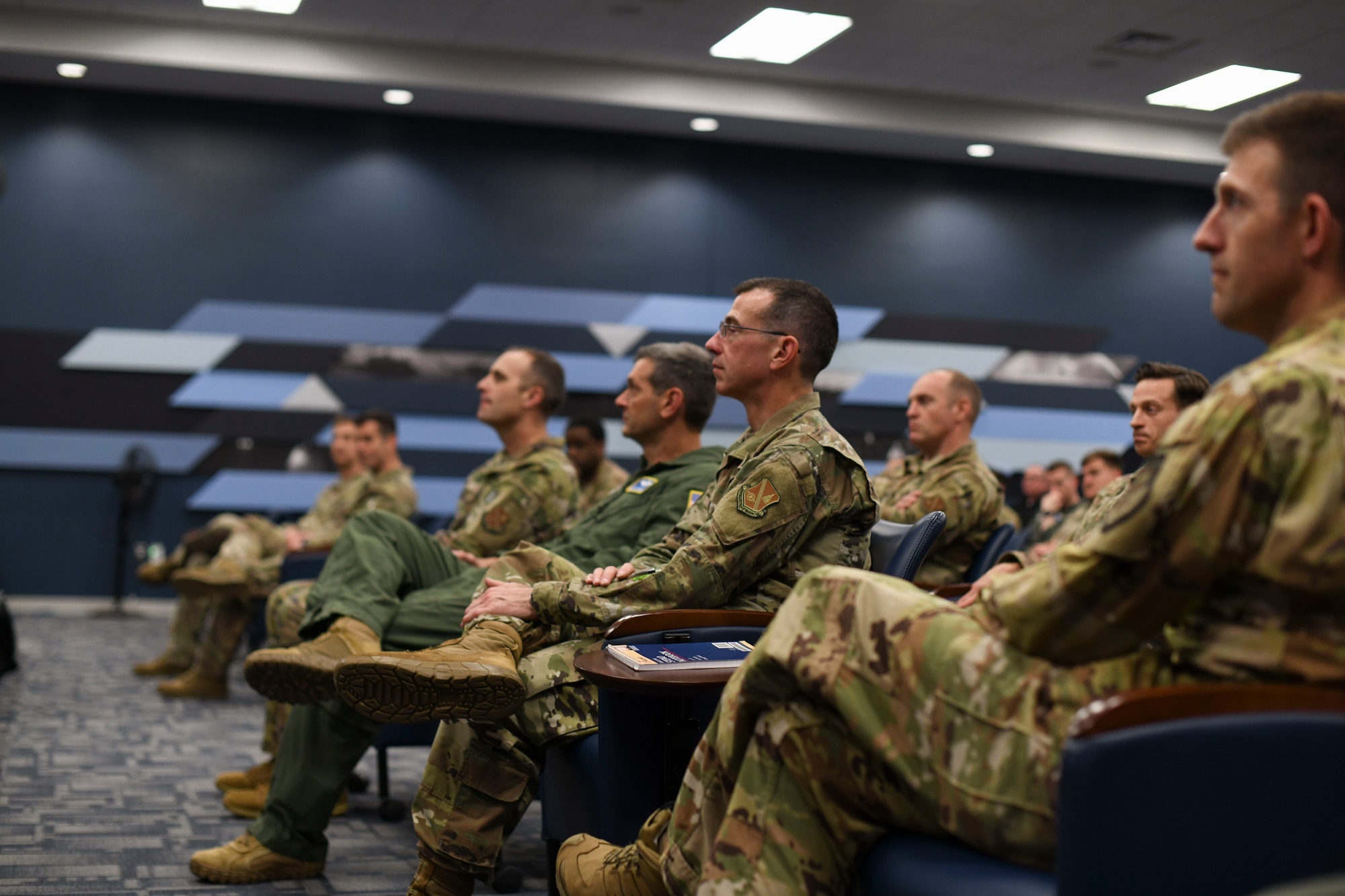 Members from the 1st Helicopter Squadron attends a heritage display unveiling at Joint Base Andrews, Md., April 11, 2024.