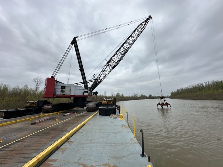 VICKSBURG, Miss. – Last week, a team from the U.S. Army Corps of Engineers Vicksburg District’s River Operations Branch completed the removal of approximately 3,500 cubic yards of large rocks and other material from Lake Providence in northeast Louisiana.  

Special equipment, specifically a Link Belt LS-818 300-ton lattice boom crawler crane named “Big Juicy”, was used to complete this project. Crane Operators Ron Holland and Patrick Jones equipped Big Juicy with a 6CY clam shell to effectively clear the large rocks. 

“Navigation is paramount to the Vicksburg District’s mission and to the economy of the Lake Providence area,” said MVK’s Commander, Colonel Christopher Klein. “I’m proud of the team members who worked safely and diligently to remove the obstructions that were hindering our ability to keep the waterway open for commerce.” 

By removing the rocks, the Corps made it possible to dredge deeper, allowing navigation to traverse the harbor at lower water levels. Throughout the process, MVK’s team coordinated with the Lake Providence Port Commission and other stakeholders at the harbor to ensure regular port activities were not interrupted.