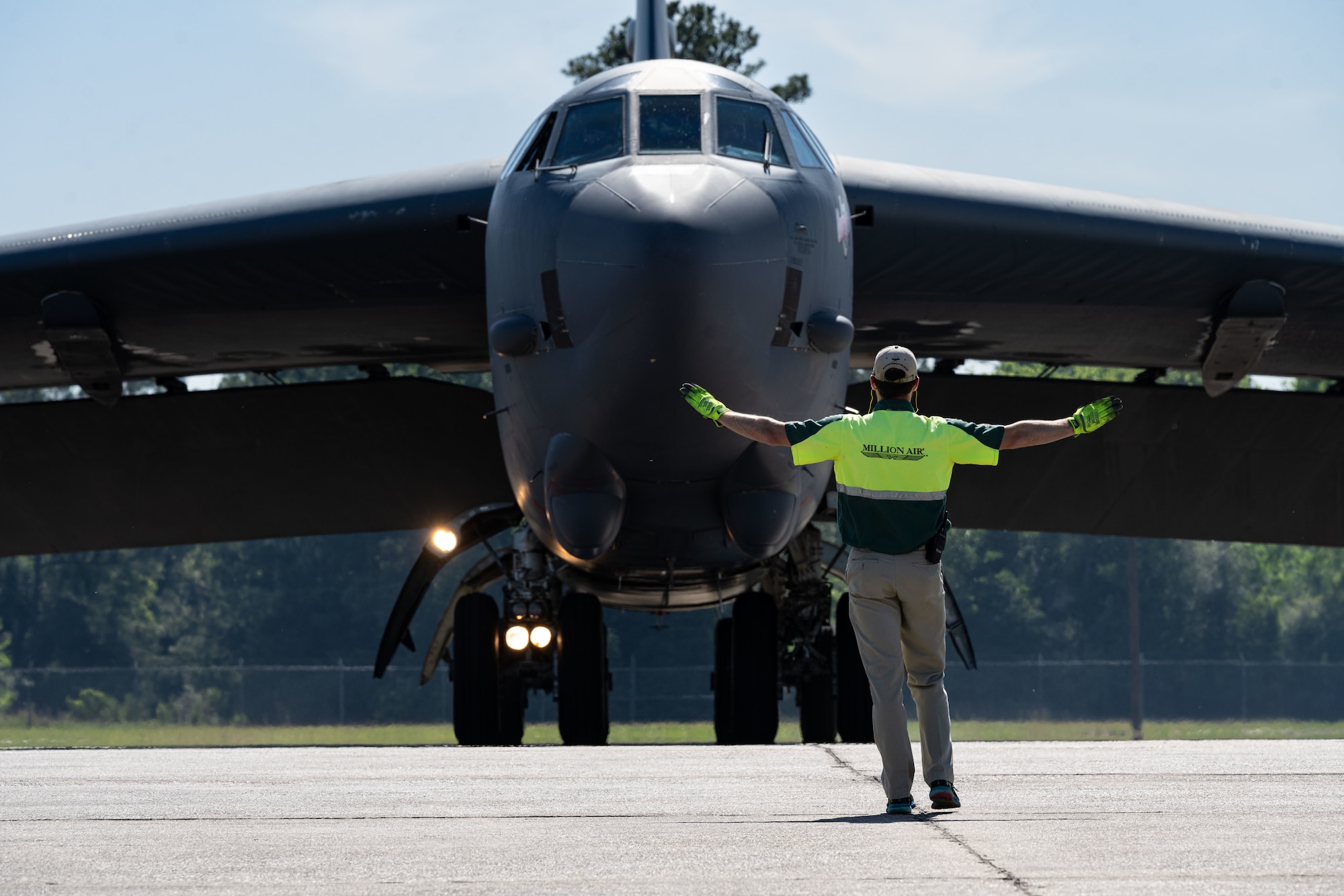 A pair of B-52H Stratofortresses from the 20th Bomb Squadron tested their capabilities by landing at a civilian airfield as part of exercise Bayou Vigilance on April 12, 2024.