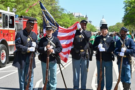 Maj. Gen. John C. Andonie, Commanding General (interim), D.C. National Guard, and the 257th Army Band joined Mayor Muriel Bowser for the 2024 Emancipation Day Parade and concert.  The event which commemorates the end of slavery is organized by the Mayor's Office of Community Affairs (MOCA).  On April 16, 1862, President Abraham Lincoln signed the District of Columbia Compensated Emancipation Act, ending slavery in the District of Columbia.  Passage of the law came over 8 months before President Lincoln issued his Emancipation Proclamation.