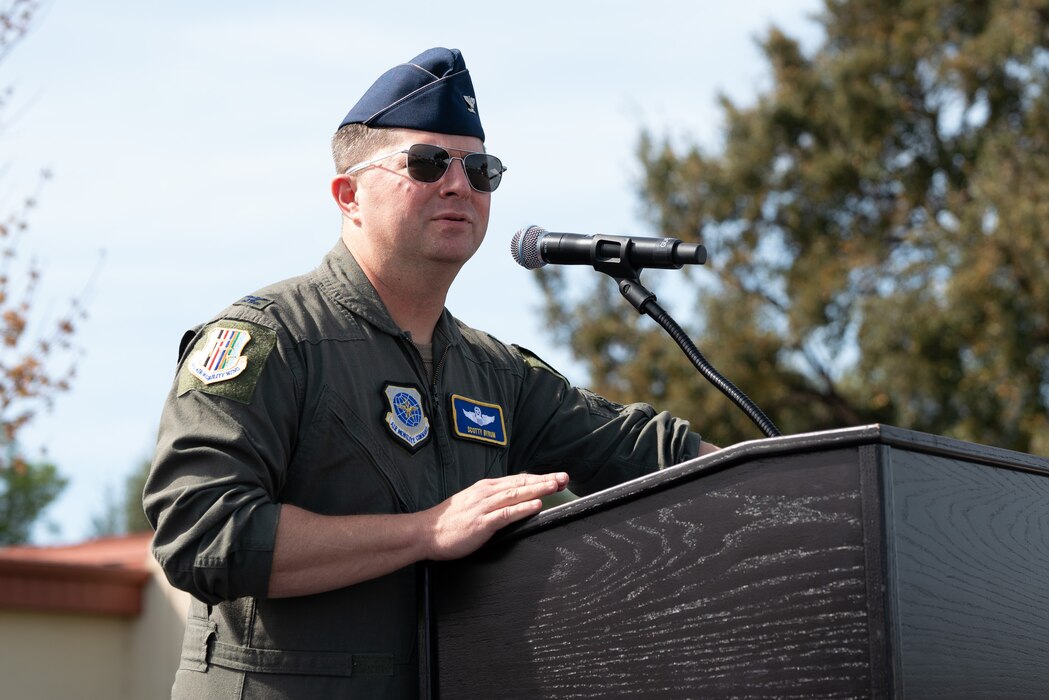 Wing vice commander gives speech