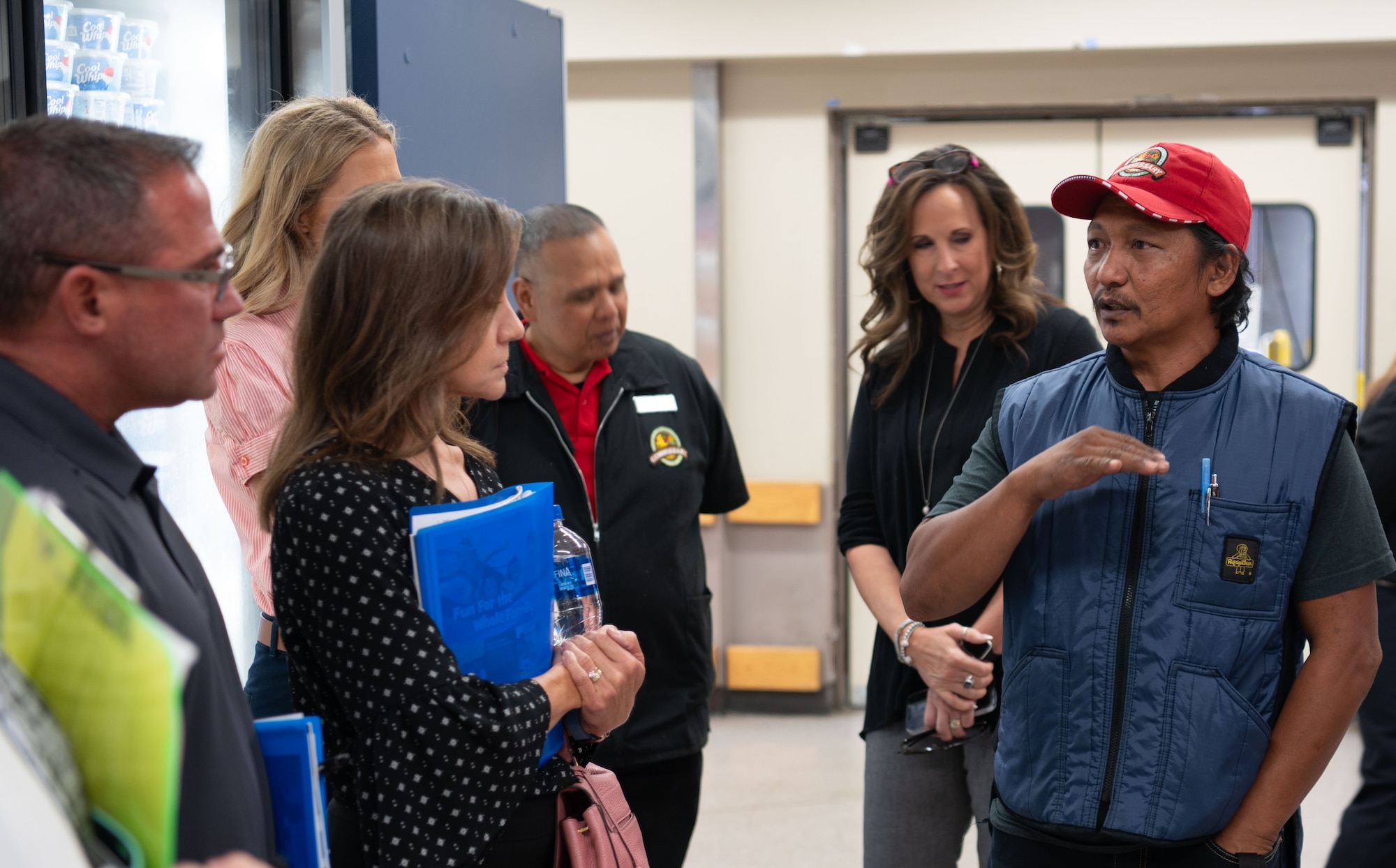 Pacific Air Forces’ team spouses did a walk-through of the commissary to discuss supply-chain and severe maintenance issues. (U.S. Air Force photo by Airman 1st Class Audree Campbell)