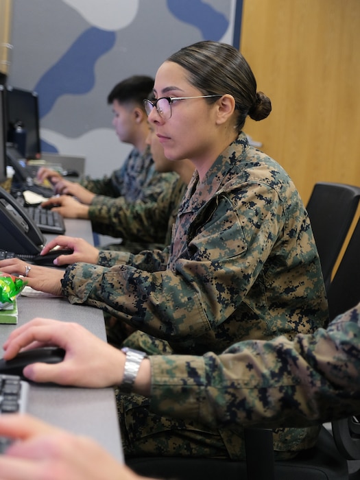 photo of US military personnel working at computers
